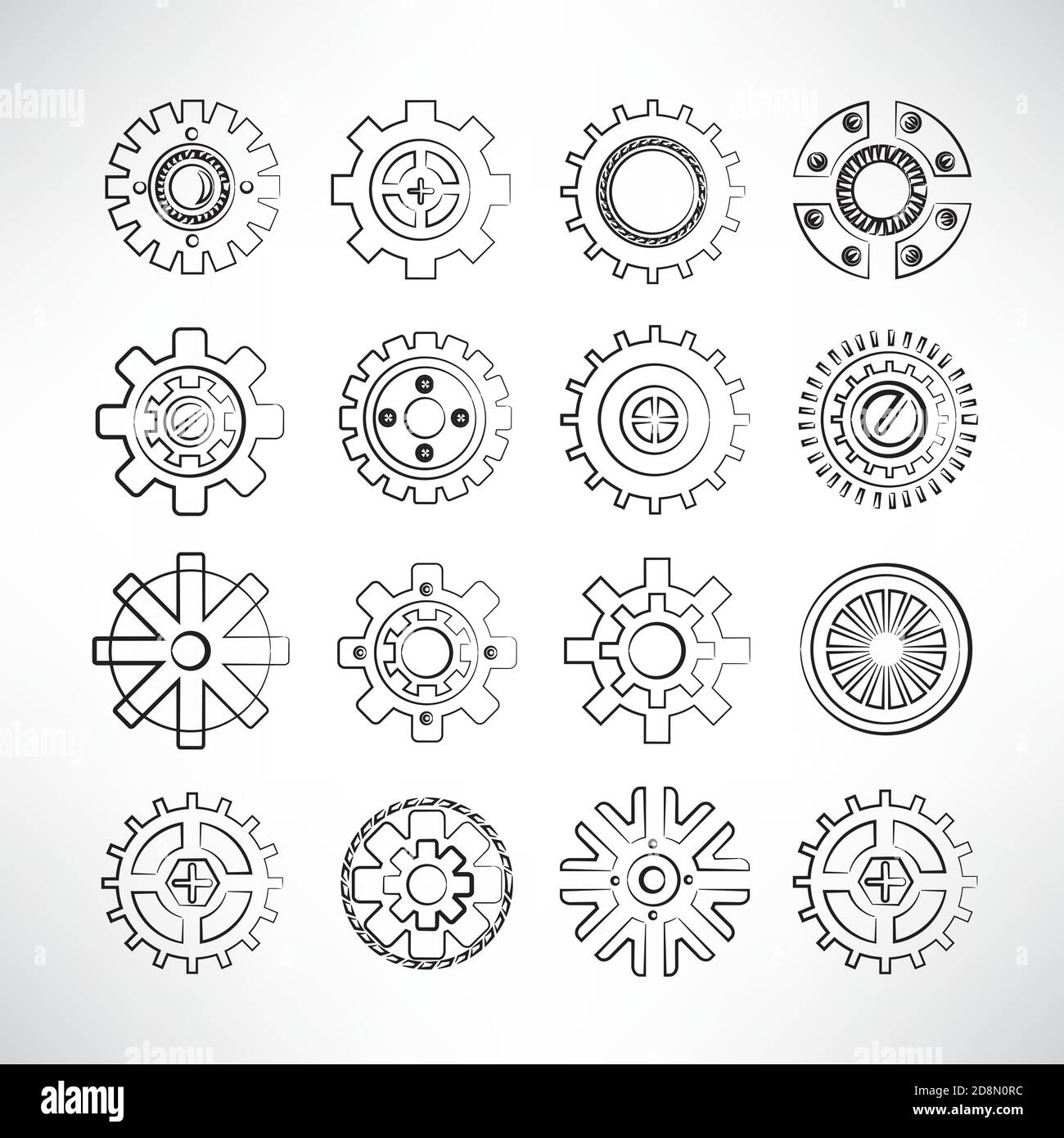 ensemble d'icônes d'engrenage d'esquisse Illustration de Vecteur