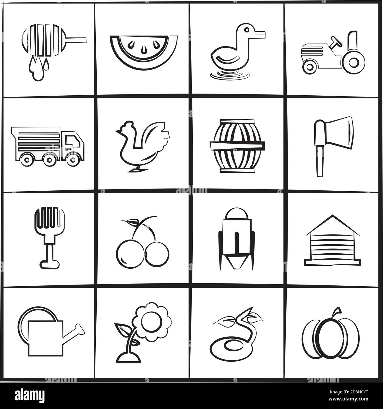 ensemble d'icônes de la ferme d'esquisses Illustration de Vecteur
