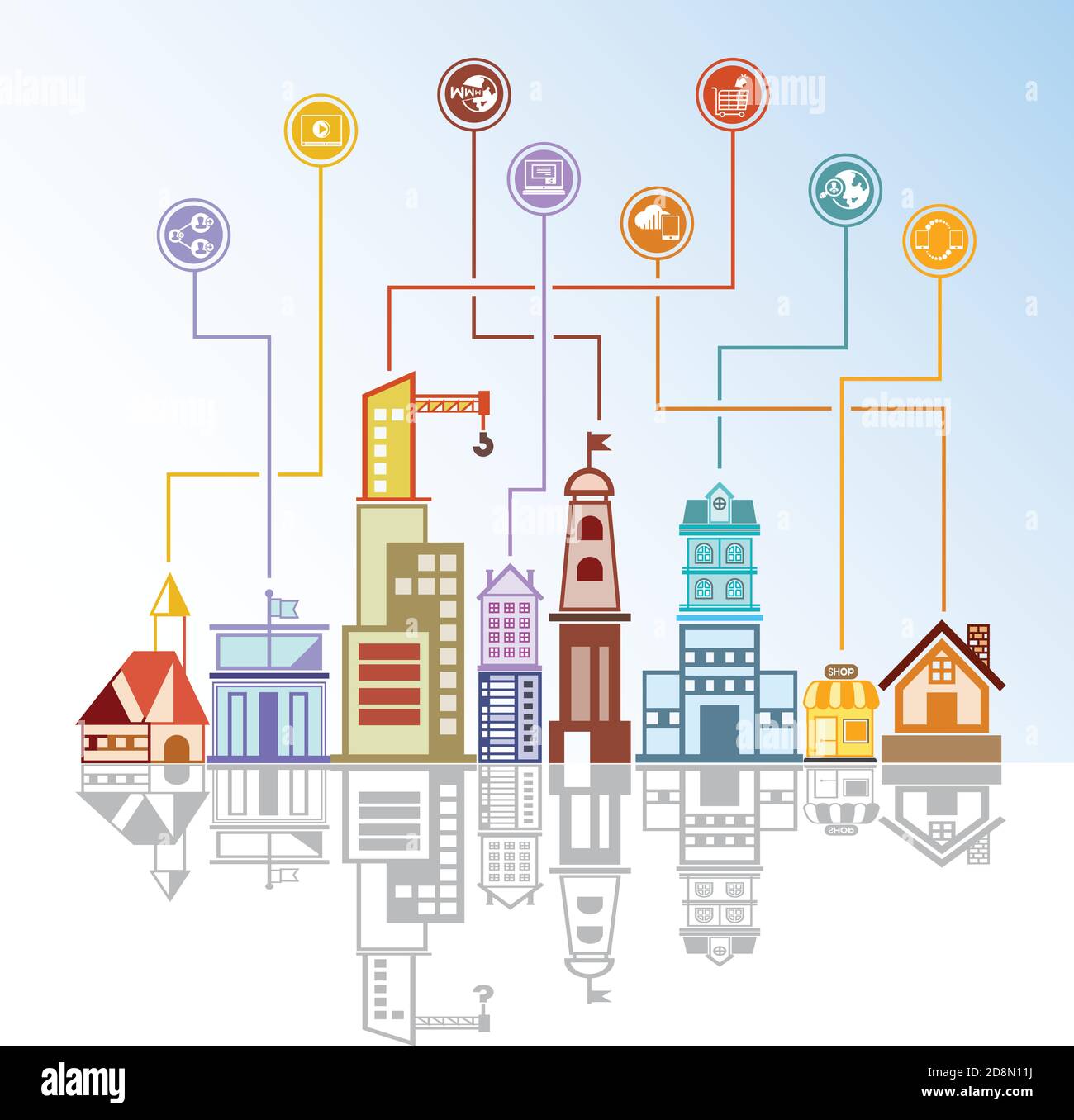 fond urbain, réseau et concept multimédia Illustration de Vecteur