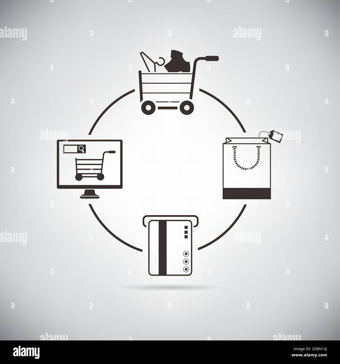 processus d'achat, diagramme de commerce électronique Illustration de Vecteur