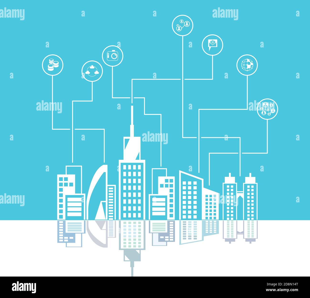 fond urbain, concept de réseau social, fond bleu Illustration de Vecteur