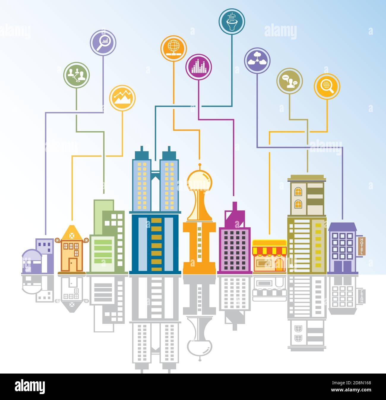 contexte urbain, données et concept de réseau Illustration de Vecteur