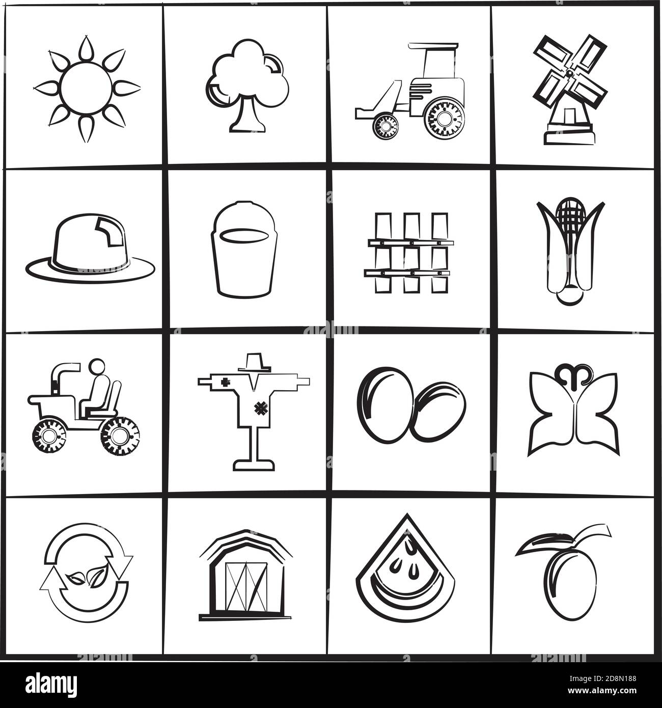 ensemble d'icônes de la ferme d'esquisses Illustration de Vecteur