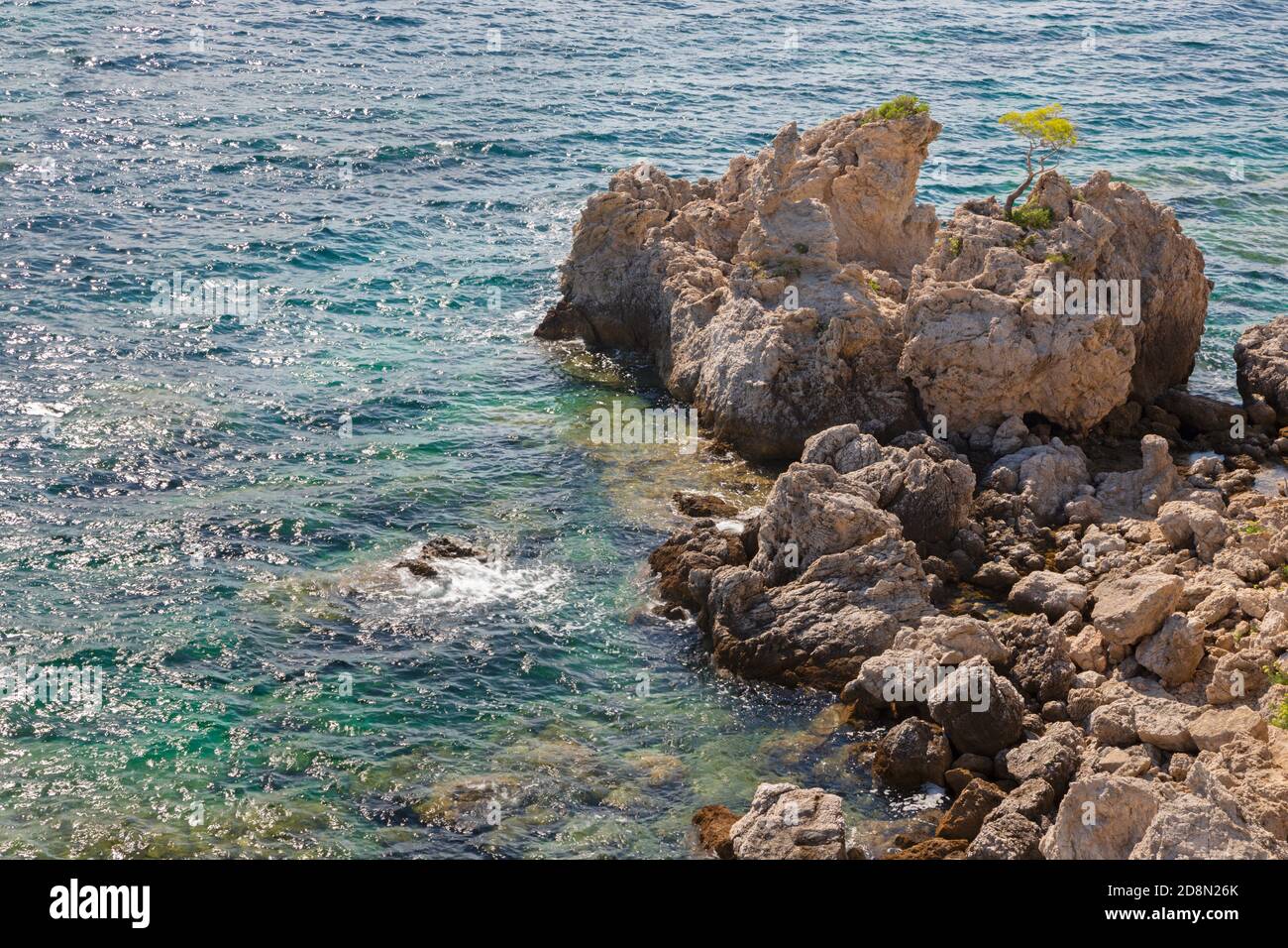 Croatie - le détail de la belle côte de la péninsule de Peliesac Près de Zuliana Banque D'Images