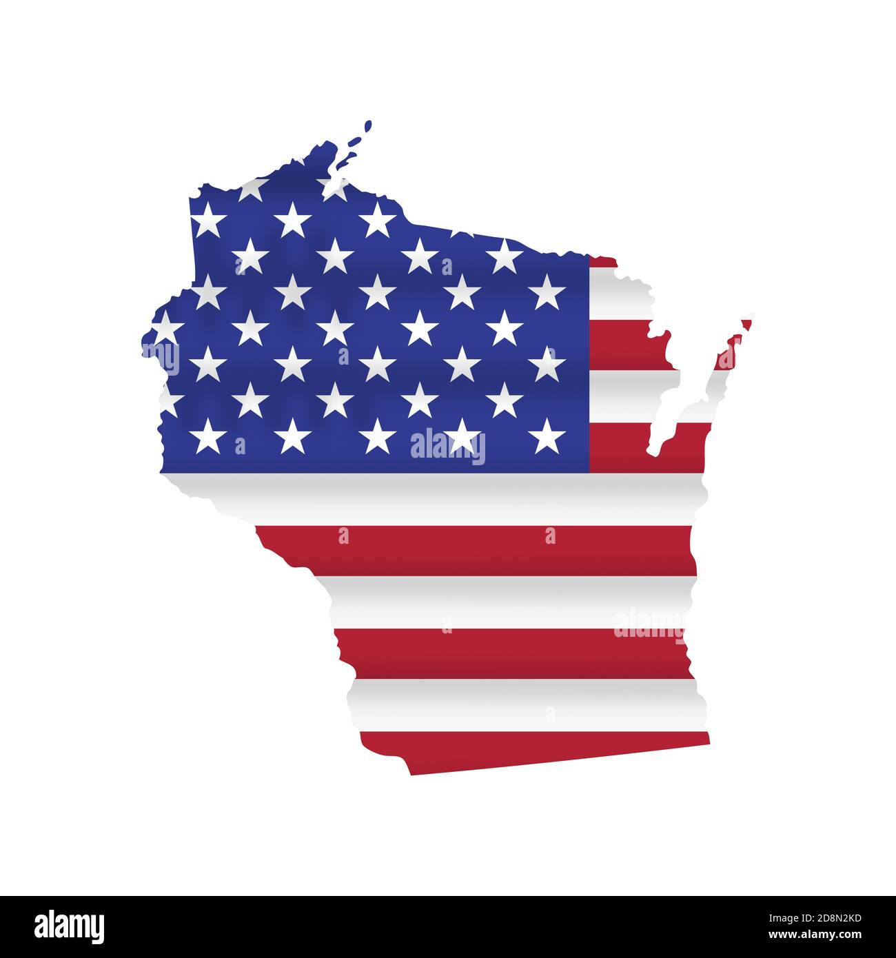 Carte du drapeau de l'État du Wisconsin des États-Unis isolée sur l'illustration blanche. Banque D'Images