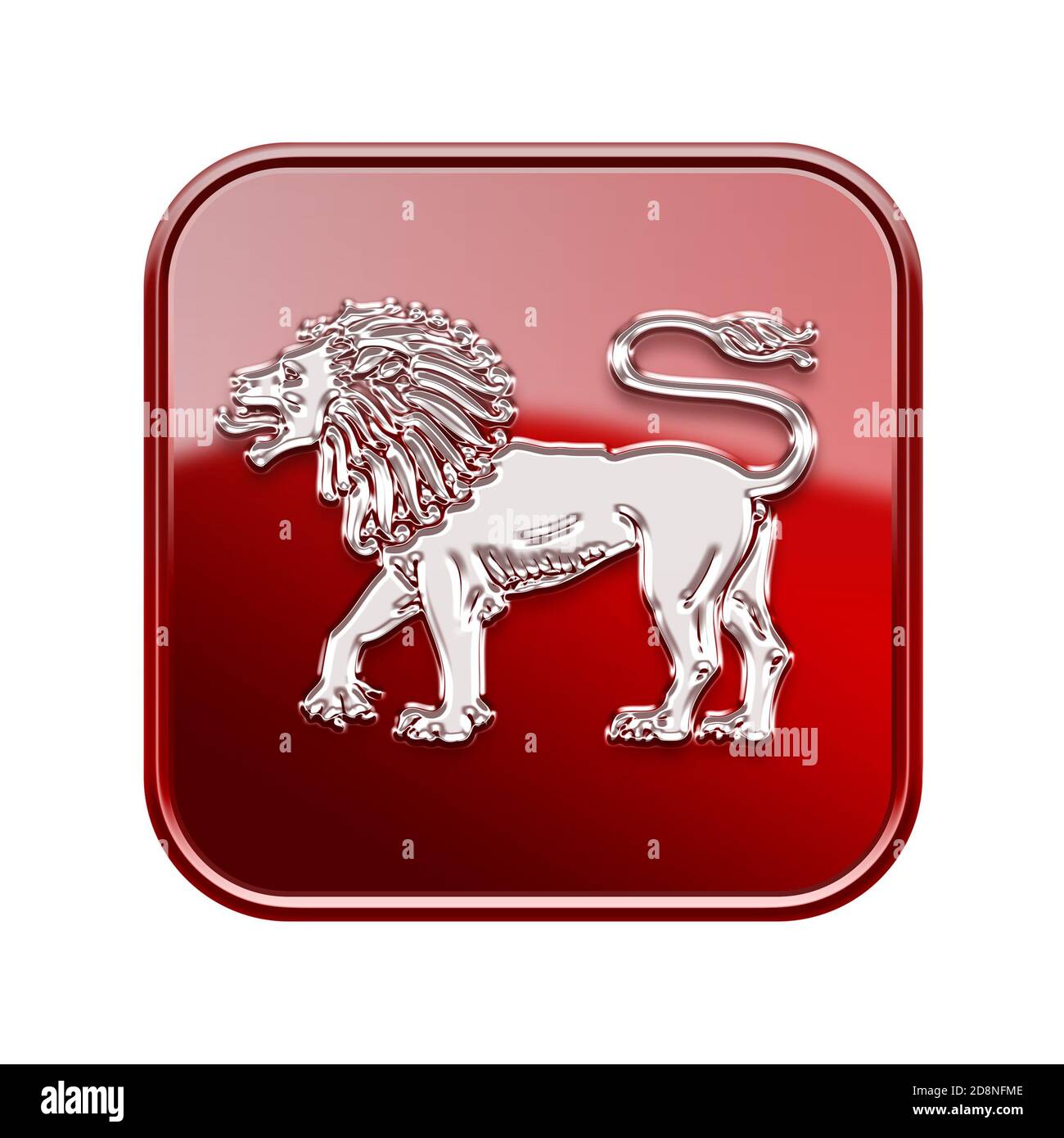 Icône du zodiaque du lion rouge, isolée sur fond blanc Banque D'Images