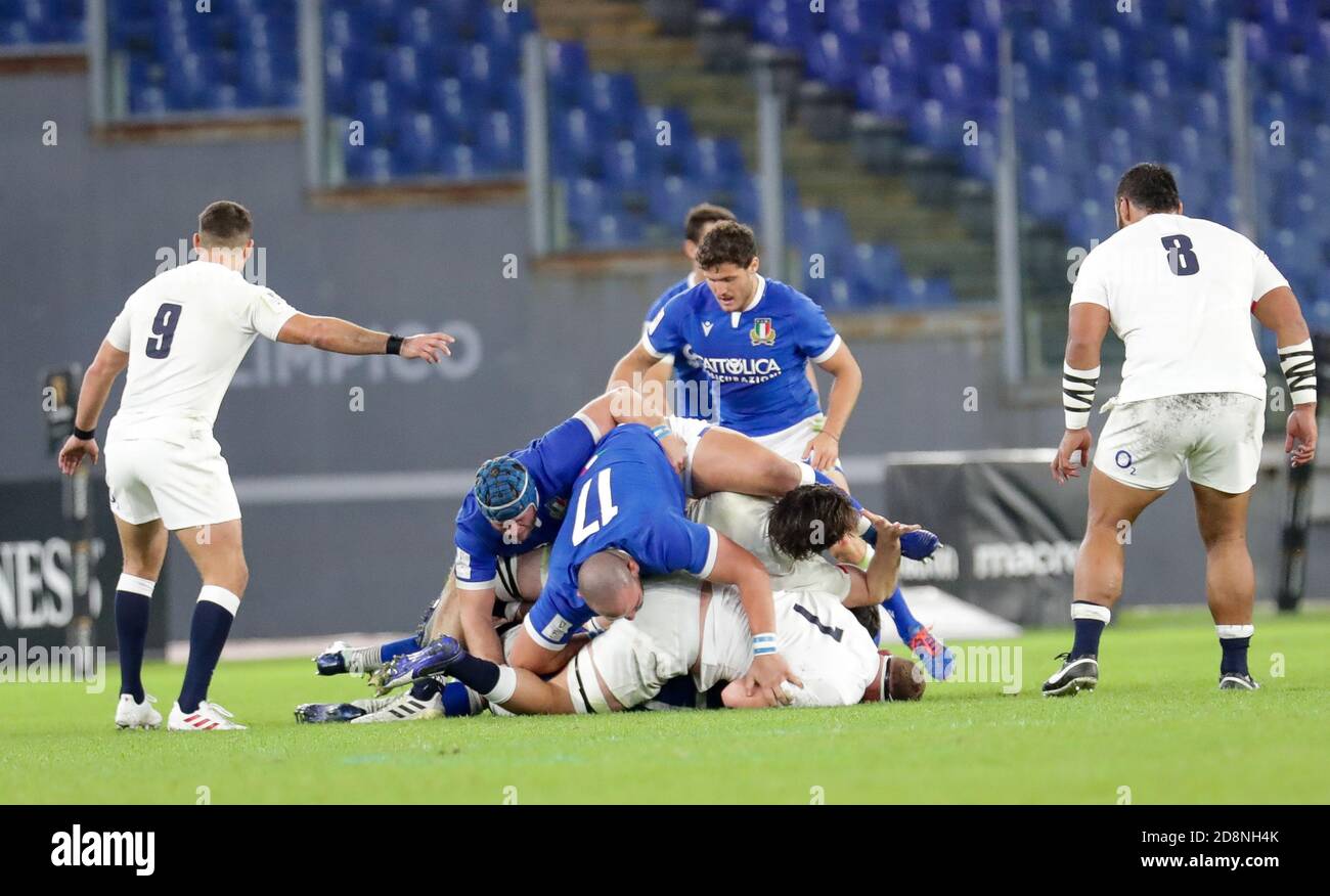 Stadio Olimpico, rome, Italie, 31 Oct 2020, ruck Italie pendant l'Italie contre l'Angleterre, Rugby six Nations match - Credit: LM/Luigi Mariani/Alamy Live News Banque D'Images