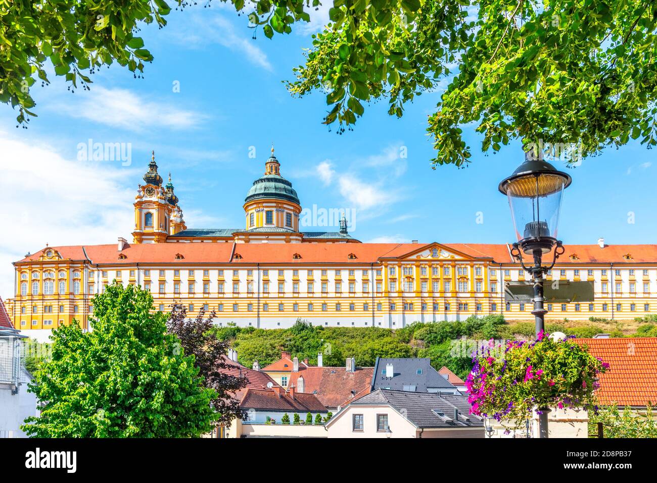 Abbaye de Melk, en allemand : Stift Melk. Abbaye bénédictine au-dessus de la ville de Melk en Basse-Autriche, Autriche. Banque D'Images