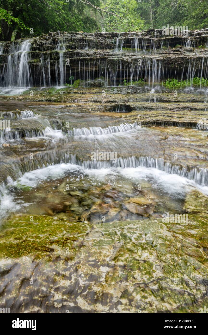 Au train Falls, fin été, près de Munising, Michigan, États-Unis Banque D'Images