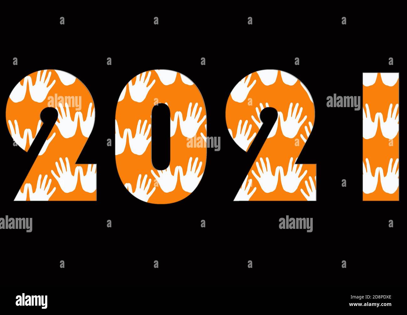 Bonnes ressources graphiques de la nouvelle année 2021, en orange Banque D'Images