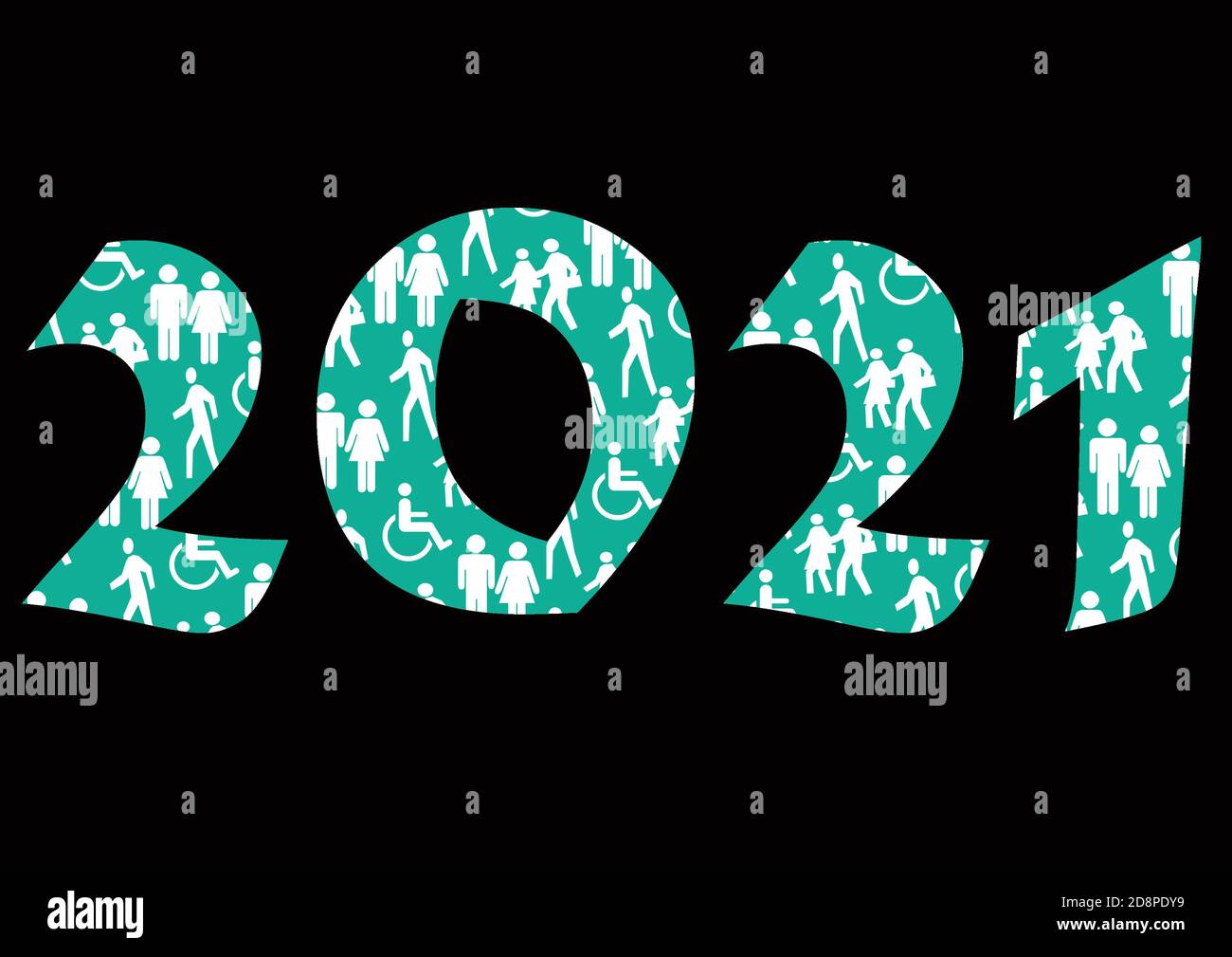 Bonnes ressources graphiques de la nouvelle année 2021, en bleu Banque D'Images