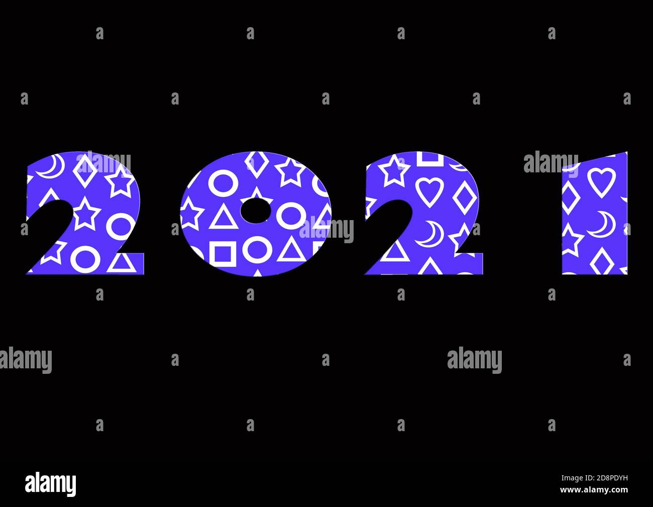 Bonnes ressources graphiques de la nouvelle année 2021, en violet Banque D'Images