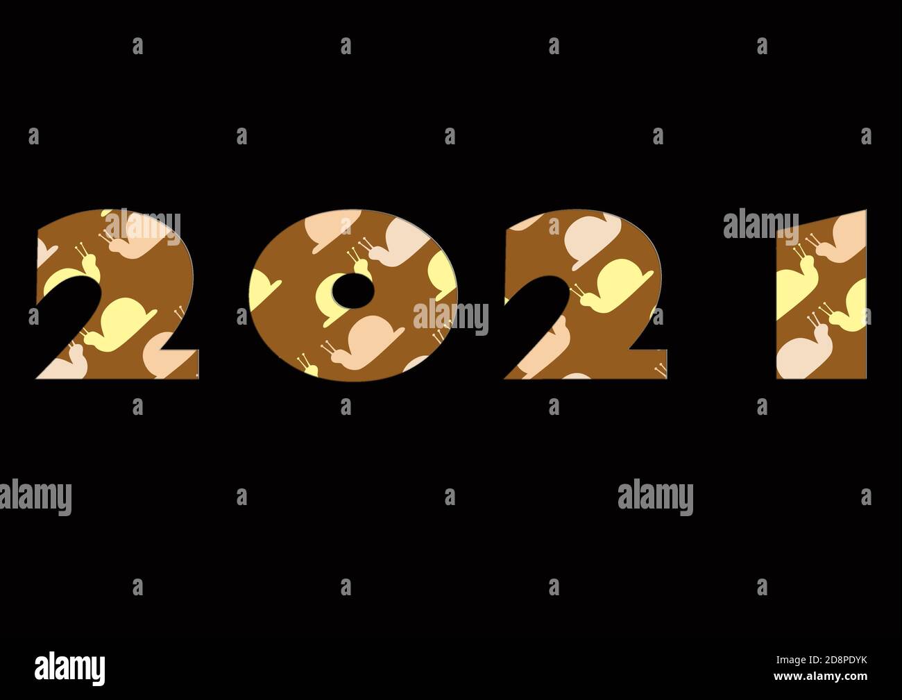 Bonne année 2021 ressources graphiques de design amusant, en couleur marron Banque D'Images