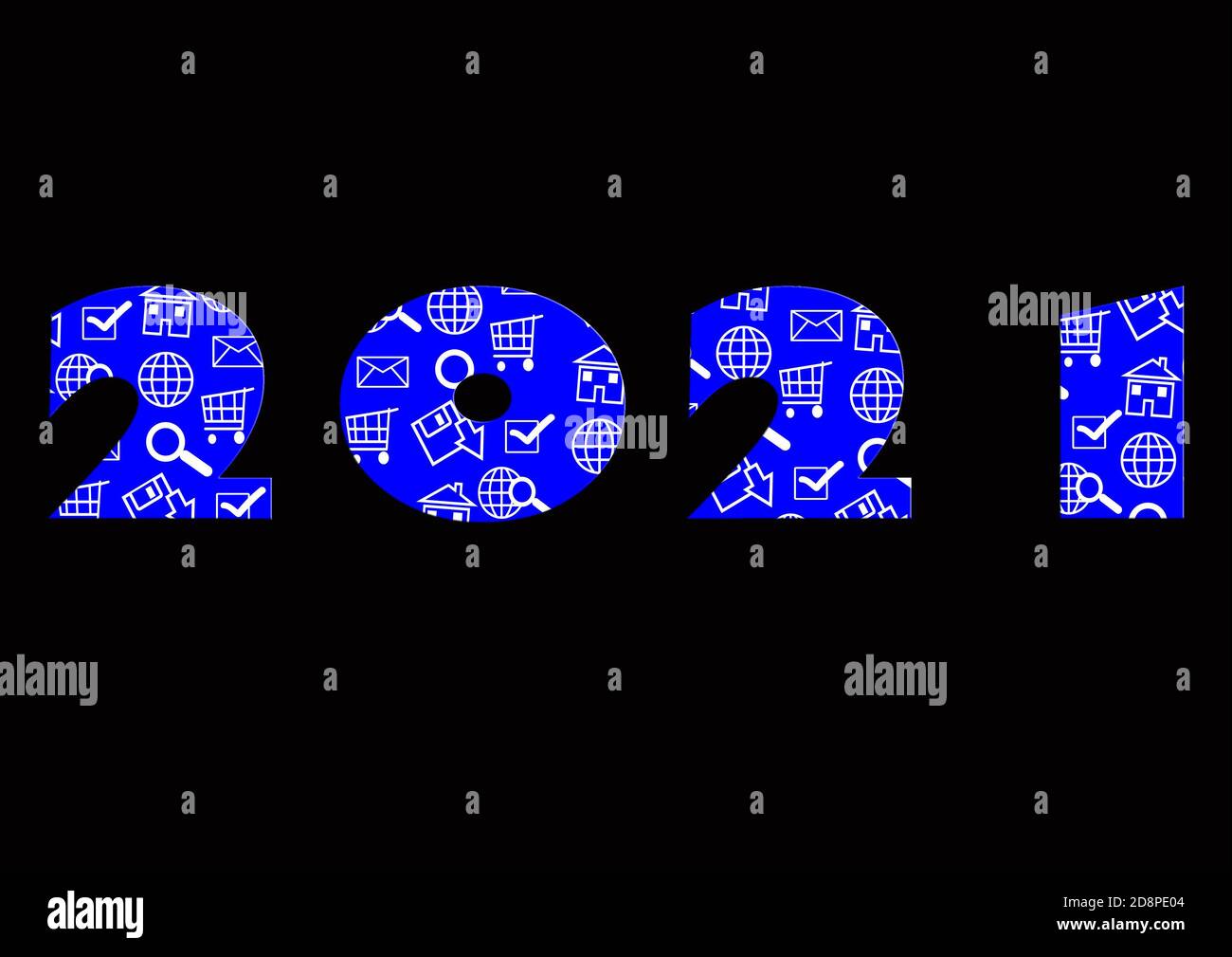 Bonnes ressources graphiques de la nouvelle année 2021, en bleu Banque D'Images