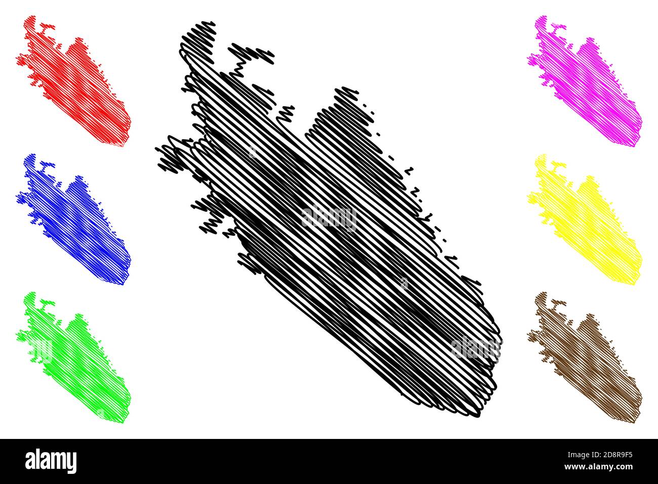 Comté de Garrard, Kentucky (comté des États-Unis, États-Unis d'Amérique, États-Unis, États-Unis, États-Unis) carte illustration vectorielle, croquis griffés carte de Garrard Illustration de Vecteur