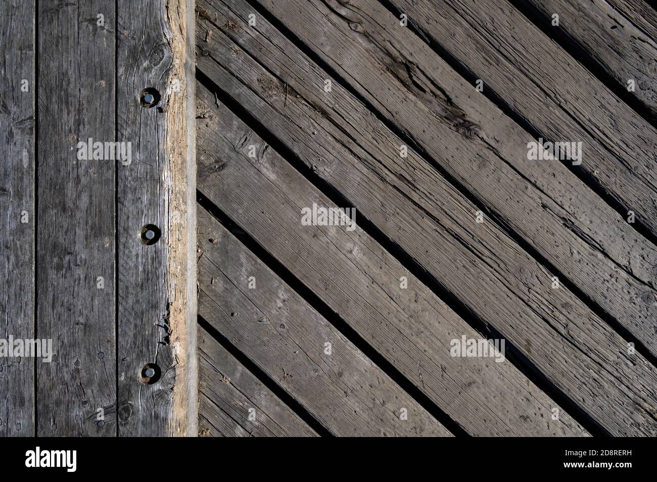 planches en bois sur un pont formant un motif, espace pour écrire Banque D'Images