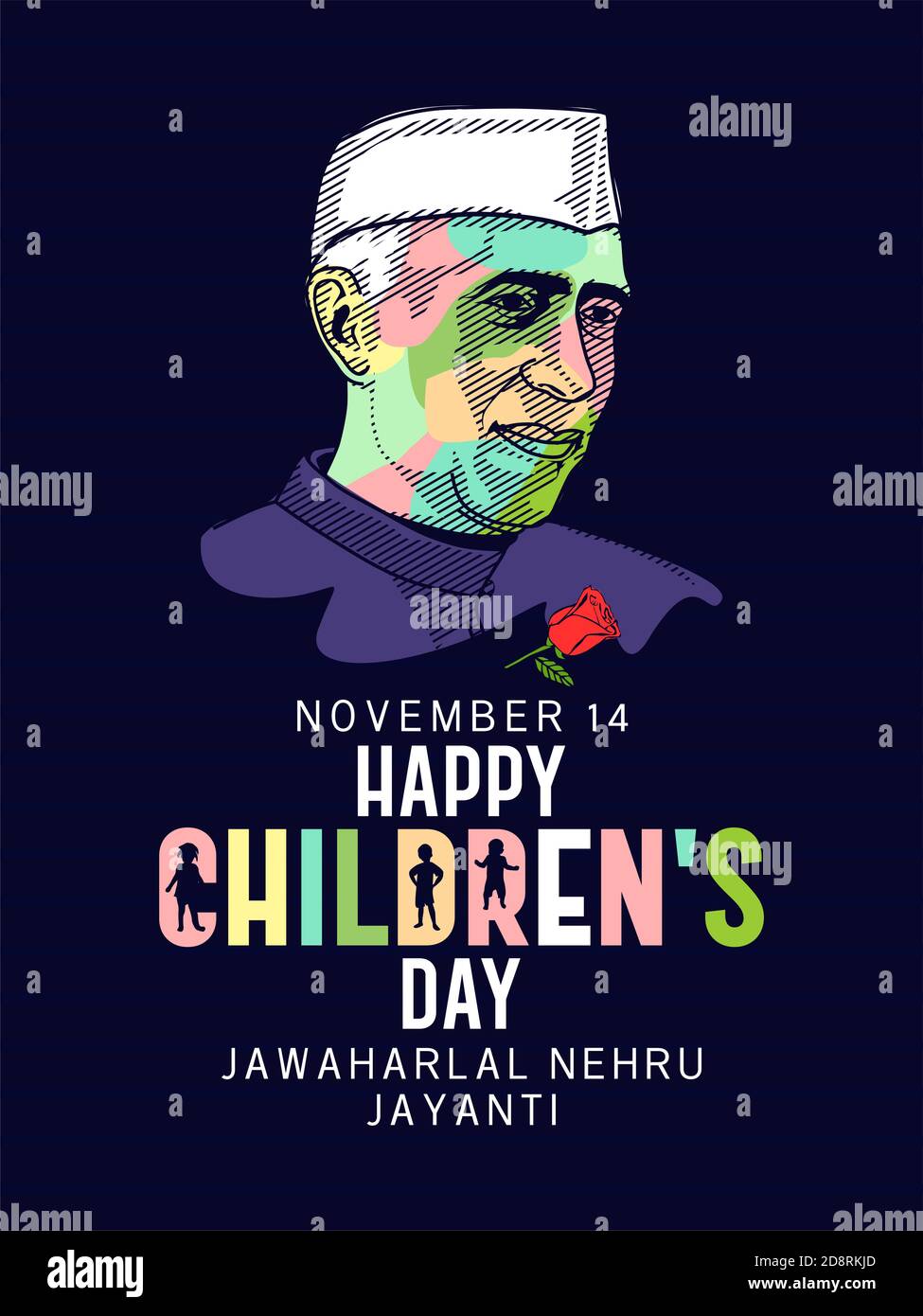 Journée des enfants en hommage la Journée des enfants est célébrée le premier Premier ministre de l'Inde, l'anniversaire de Jawaharlal Nehru également connu Jayanti, vecteur de Illustration de Vecteur