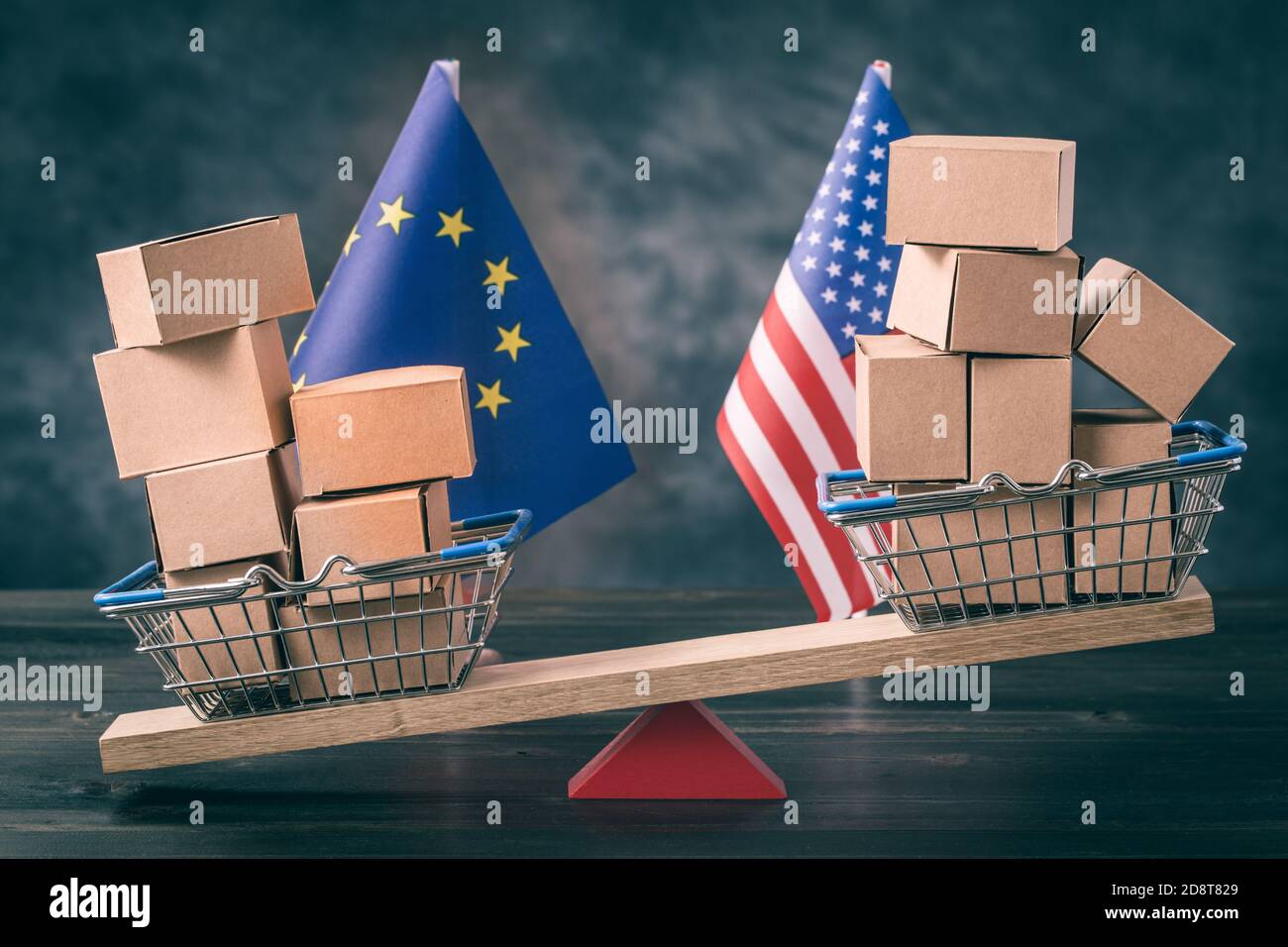 CONCEPT DE balance commerciale DE l'UE DES ÉTATS-UNIS Banque D'Images
