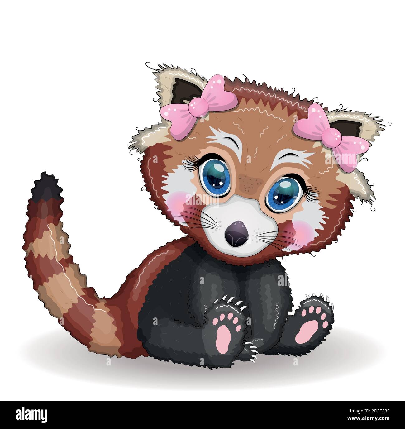 Panda rouge, joli personnage avec de beaux yeux, style puéril lumineux. Animaux rares, livre rouge, chat, ours Illustration de Vecteur