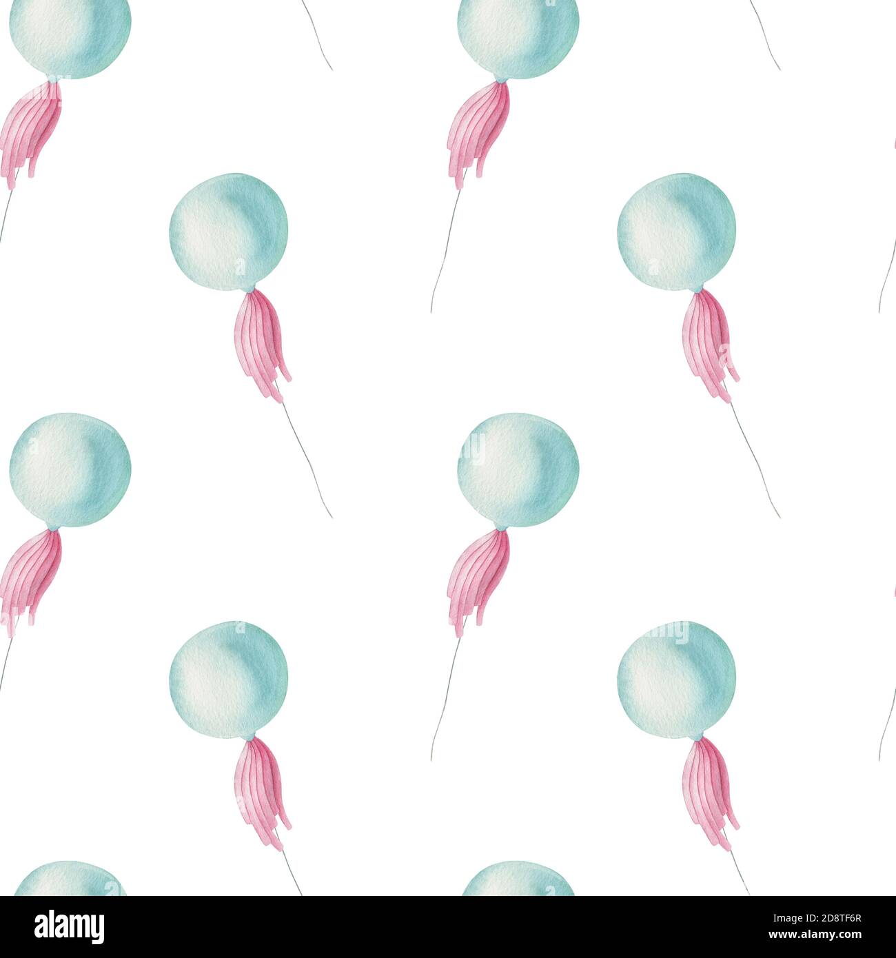 Aquarelle joli motif ballon sur fond clair. Illustration enfants lumineuse avec éléments isolés. Banque D'Images