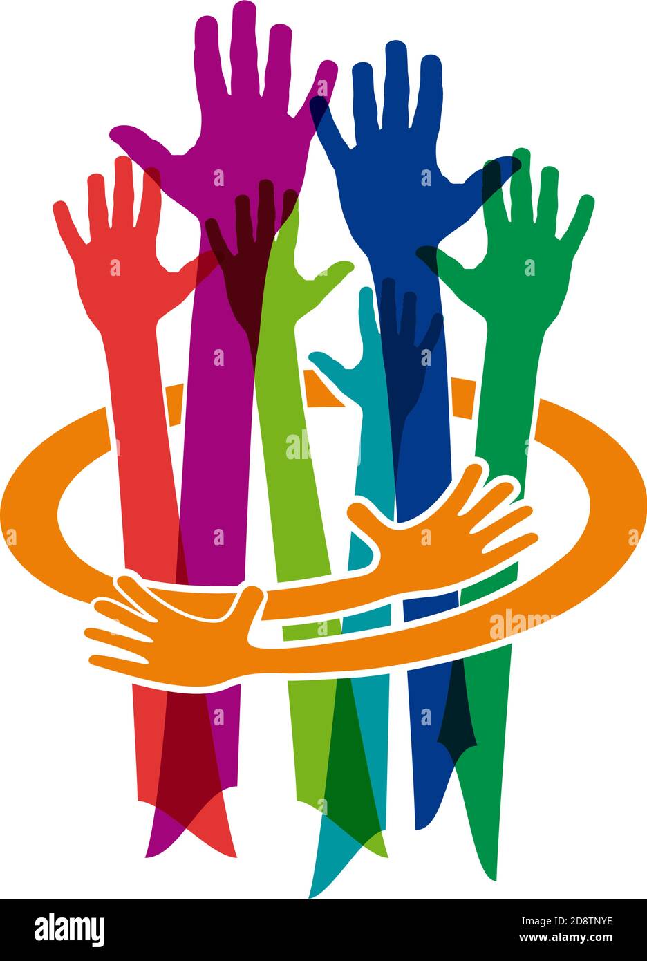 Abstrait vecteur coloré Teamwork. Faire et protéger une amitié Illustration de Vecteur