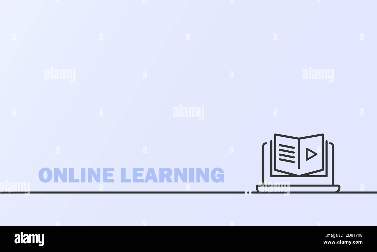Bannière d'examen de formation en ligne ou à distance. Cours e-learning à la maison, étude en ligne. Vecteur sur arrière-plan isolé. SPE 10 Illustration de Vecteur