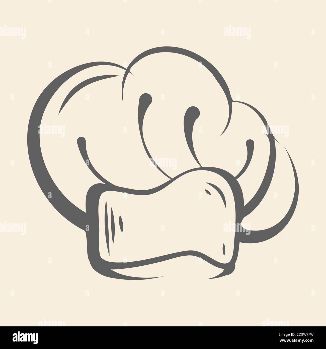 Icône de la casquette de cuisinier, logo, dessin à la main, emblème Illustration de Vecteur