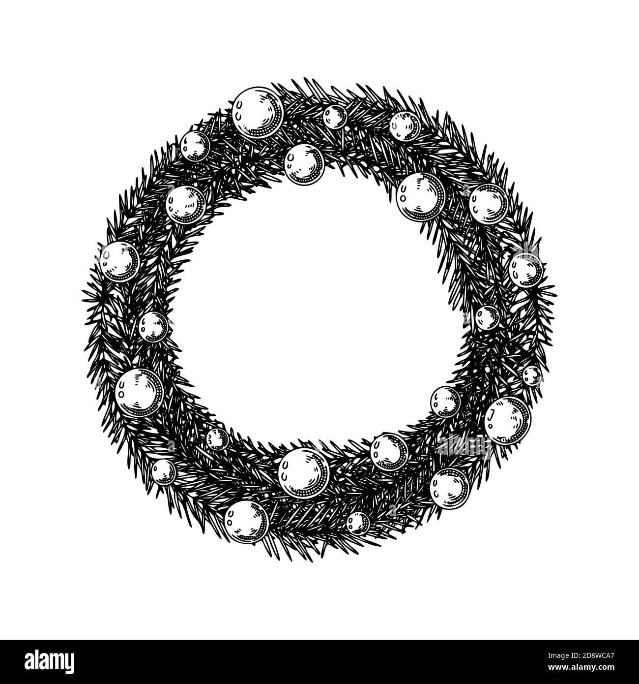 Couronne de Noël à partir de branches isolées sur un fond blanc. Esquisse, illustration à la main Illustration de Vecteur Couronne de Noël à partir de branches isolées sur un fond blanc. Esquisse, illustration à la main Illustration de Vecteur