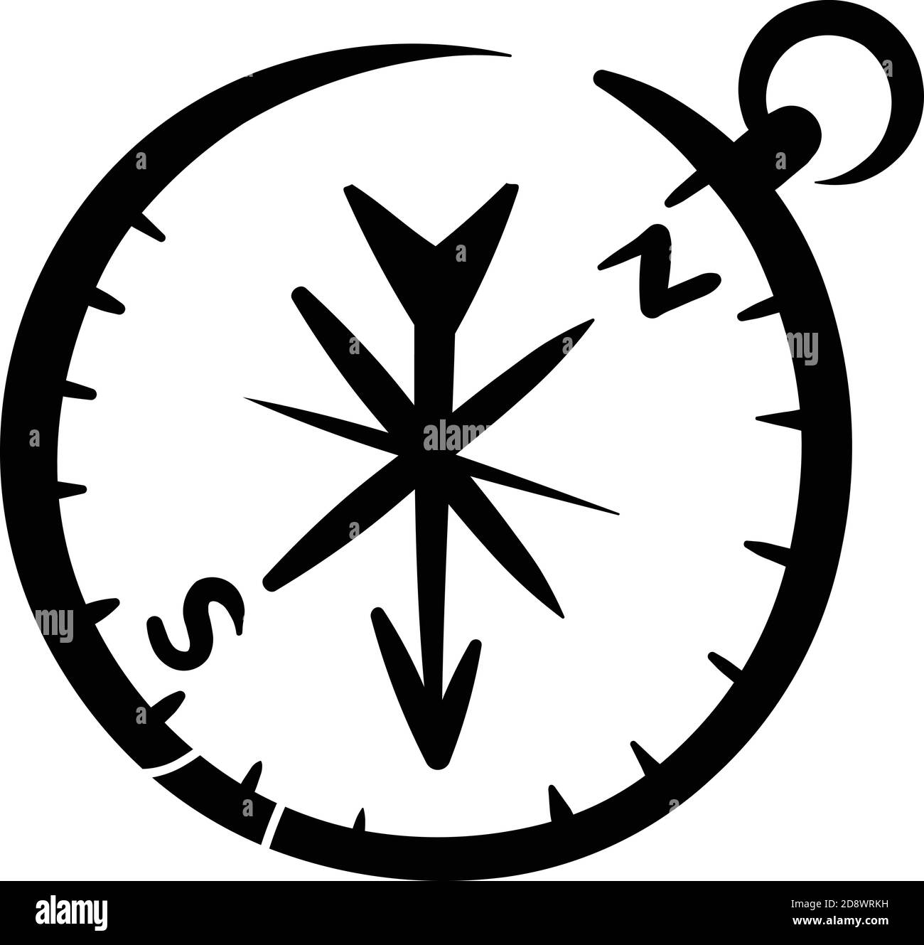 Ancien symbole de boussole vintage avec flèche pour l'orientation à l'extérieur Illustration de Vecteur