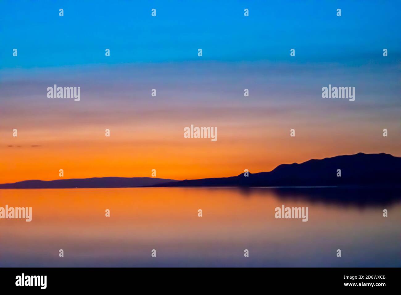 Photo du coucher de soleil sur l'île d'Antelope, Utah, États-Unis. Banque D'Images