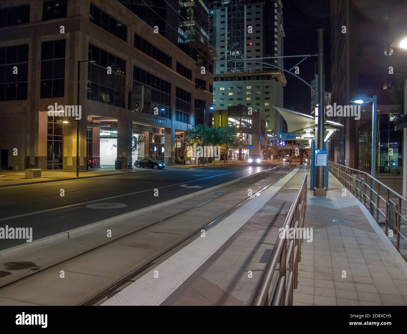 Centre-ville de Phoenix, Arizona, États-Unis la nuit Banque D'Images