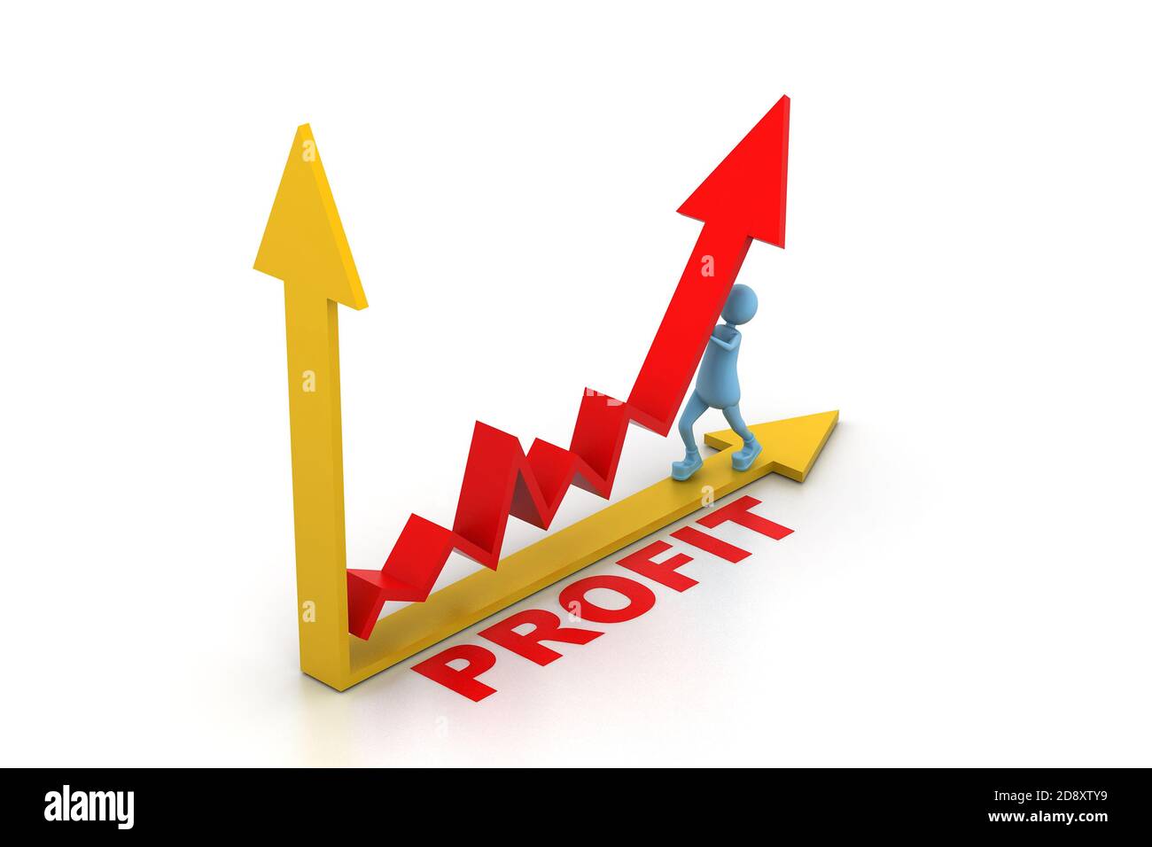 Homme poussant le profit graphique Banque D'Images