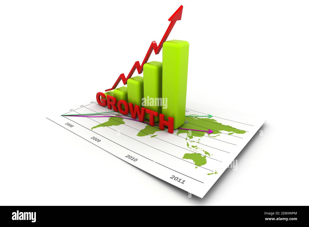 Tableau d'affaires avec une croissance graphique Banque D'Images