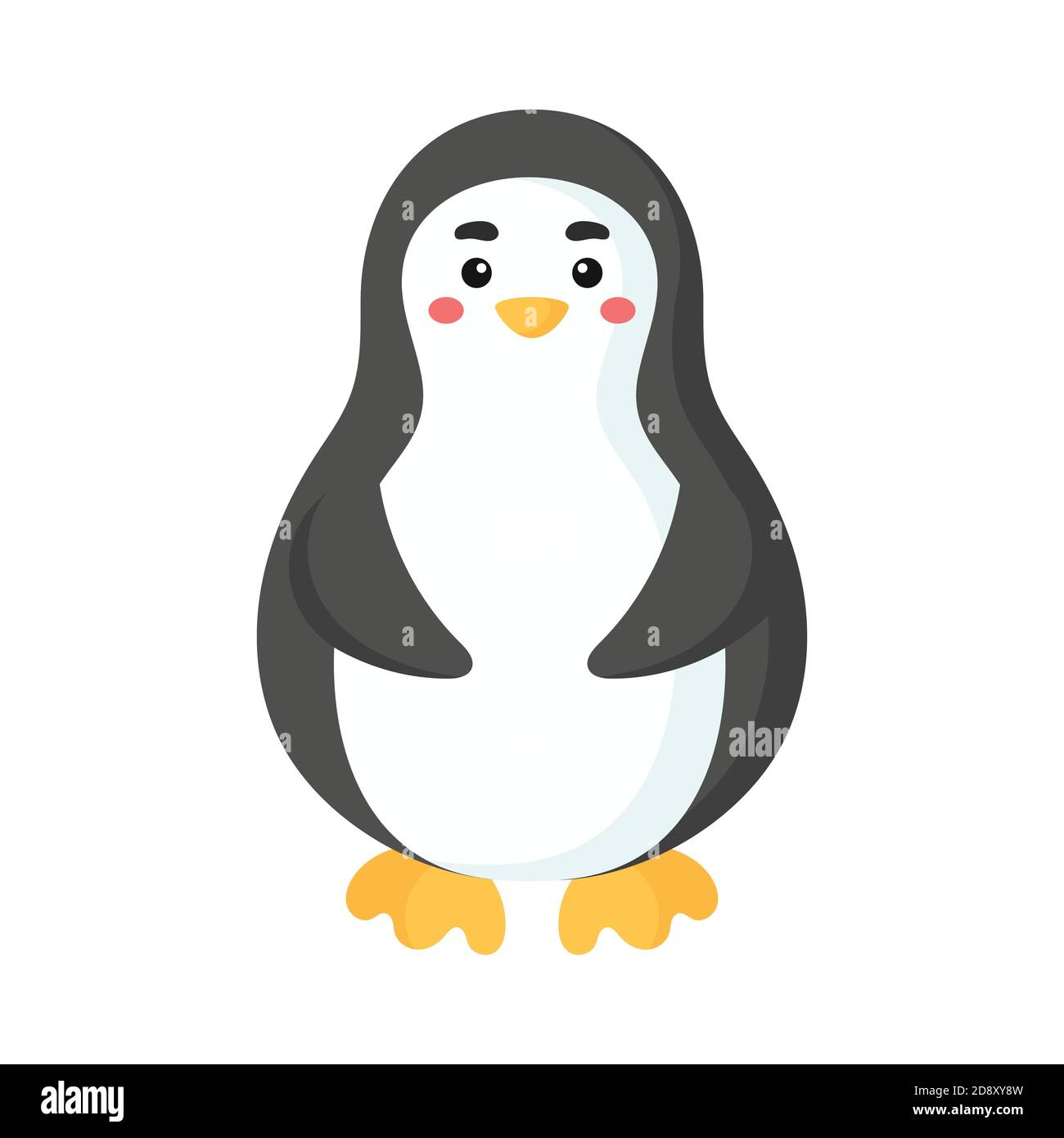 Joli imprimé pingouin amusant sur fond blanc. Personnage animal de bande dessinée Arctican pour la conception de l'album, album, album, carte de voeux, invitation, décoration murale. Illustration de Vecteur