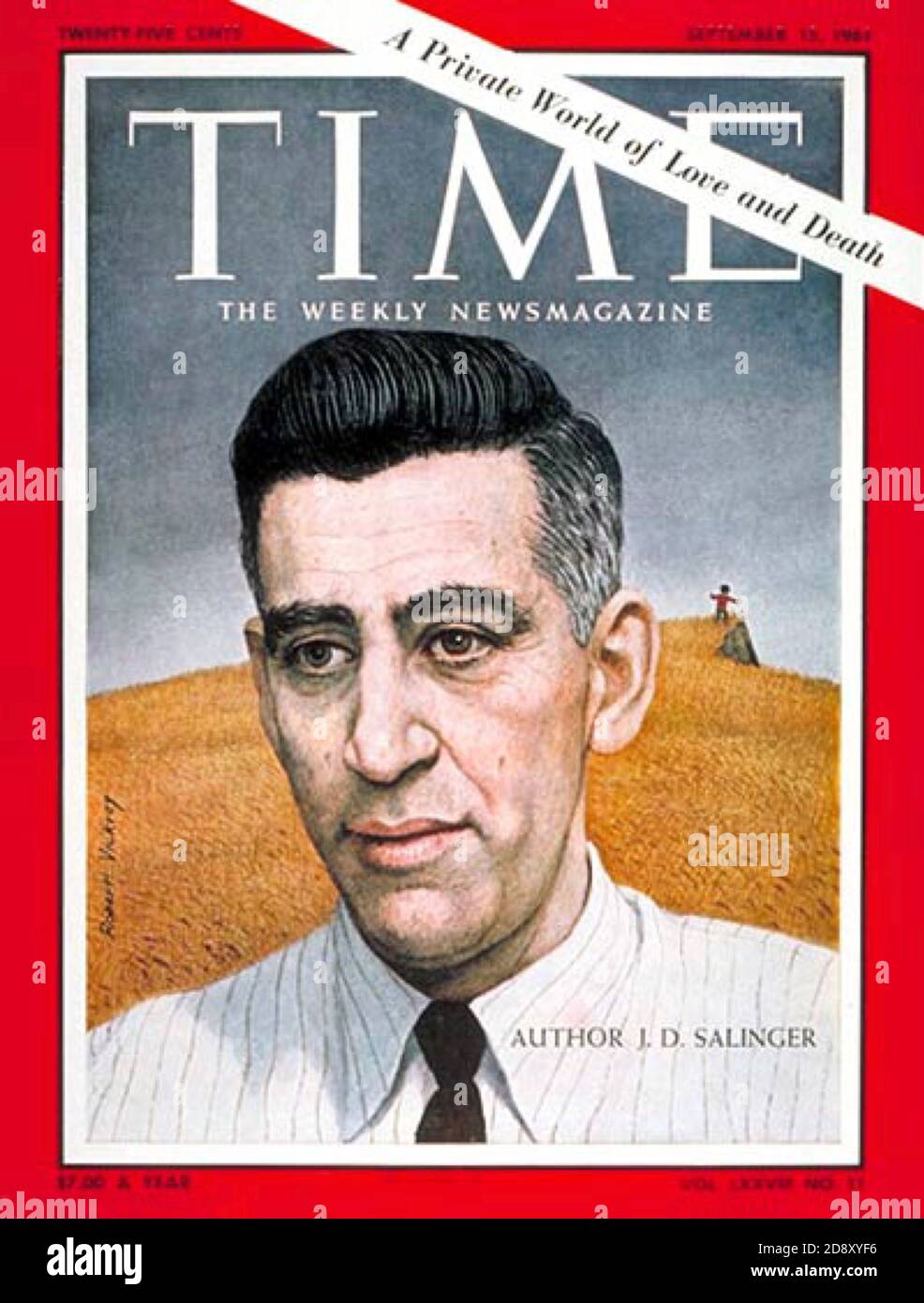 J. D. Salinger le célèbre auteur américain de Catcher dans le seigle sur la couverture du magazine Time. Banque D'Images