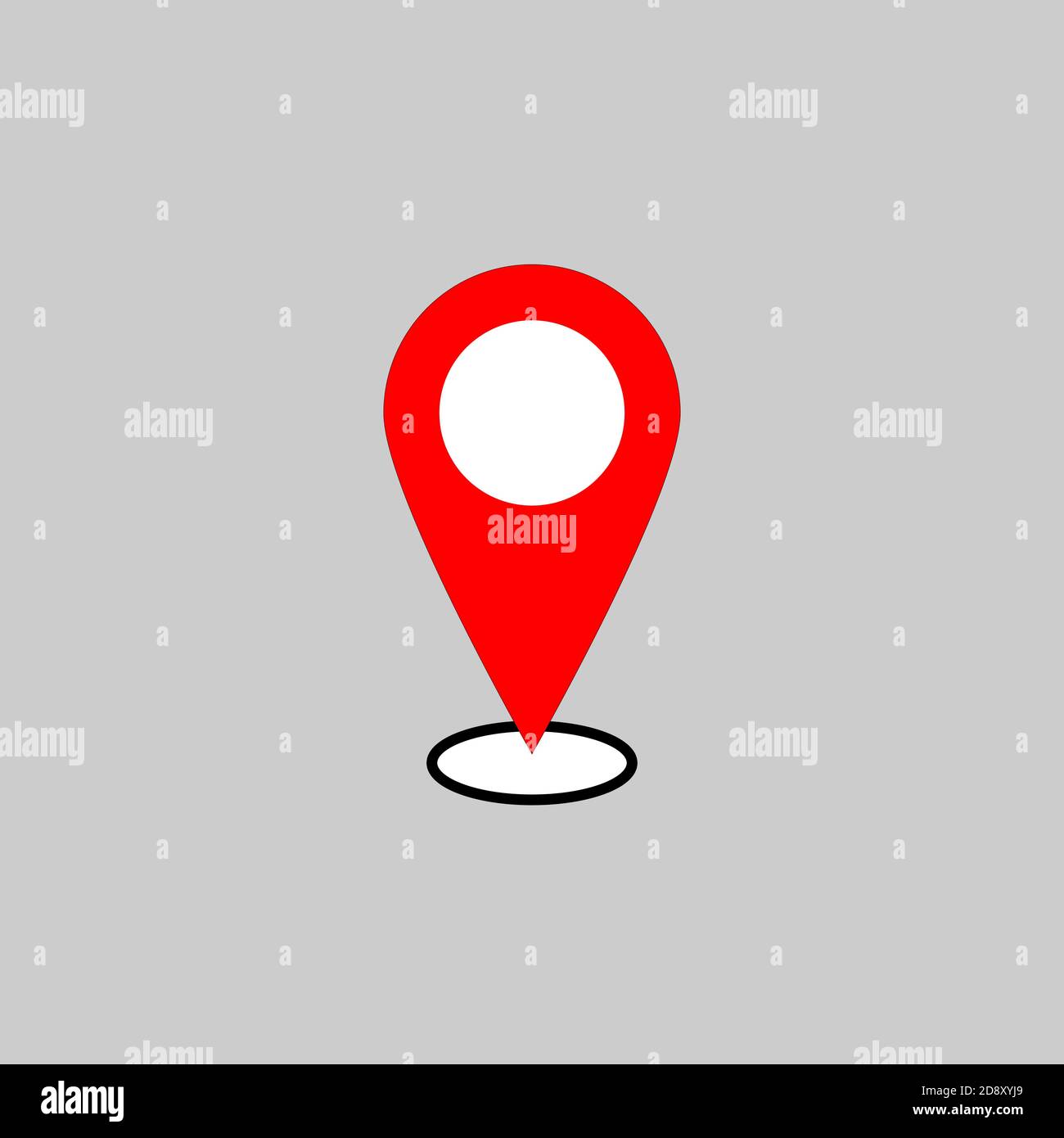 Pointe de broche fine, icône d'emplacement sur fond blanc Illustration de Vecteur