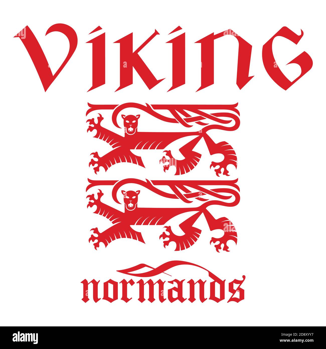 Deux lions héraldiques et inscription vintage - Viking Illustration de Vecteur