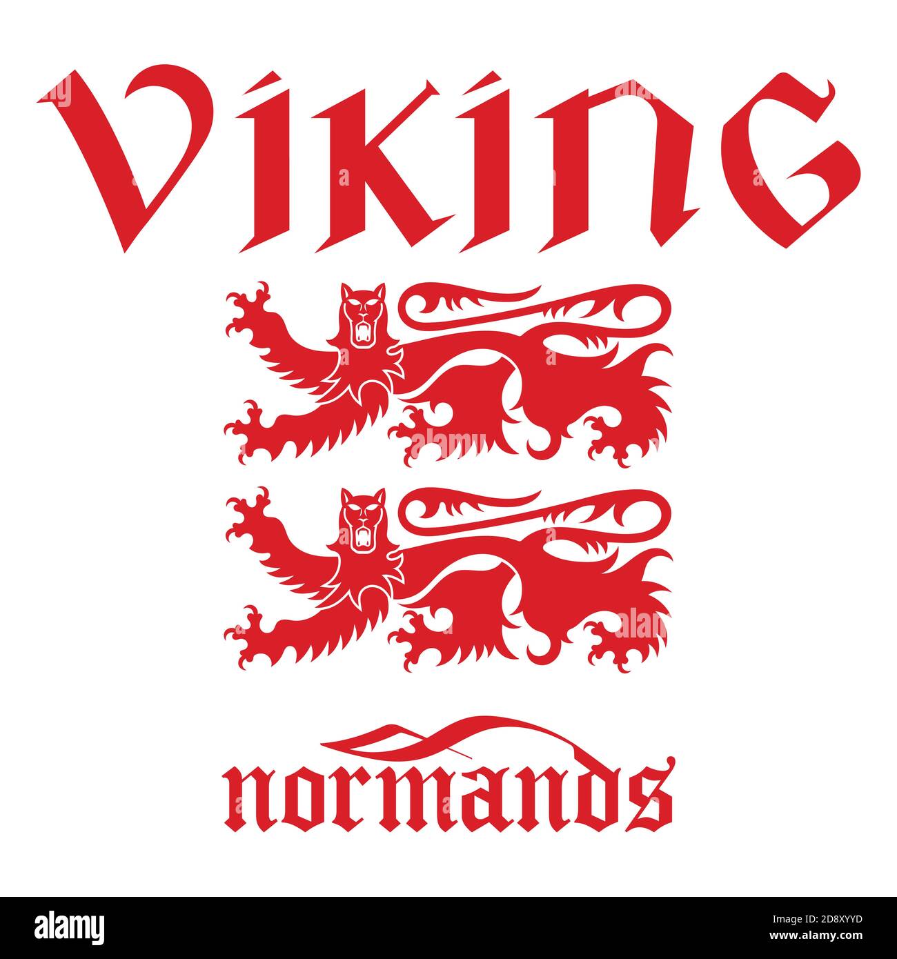 Deux lions héraldiques et inscription vintage - Viking Illustration de Vecteur