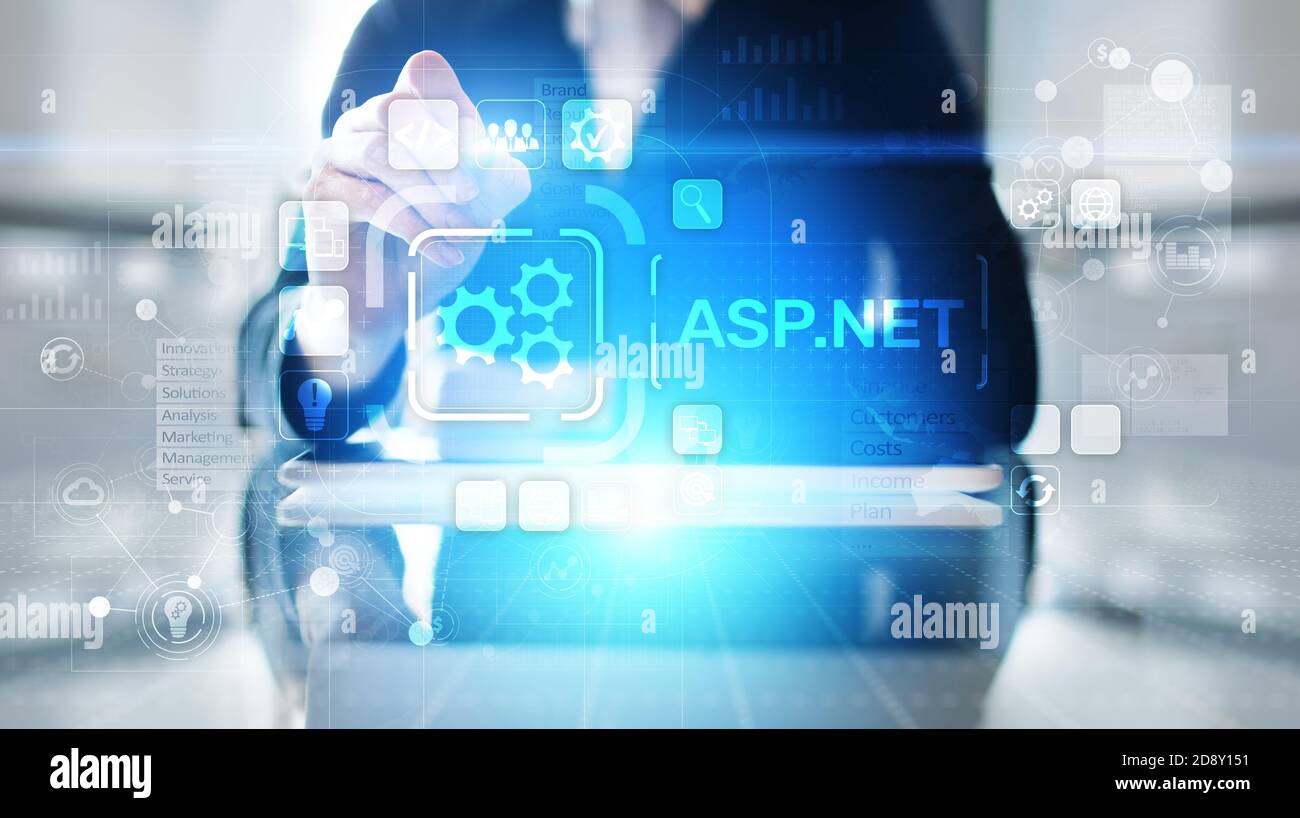 ASP.NET concept de langage de programmation de développement sur écran virtuel Banque D'Images