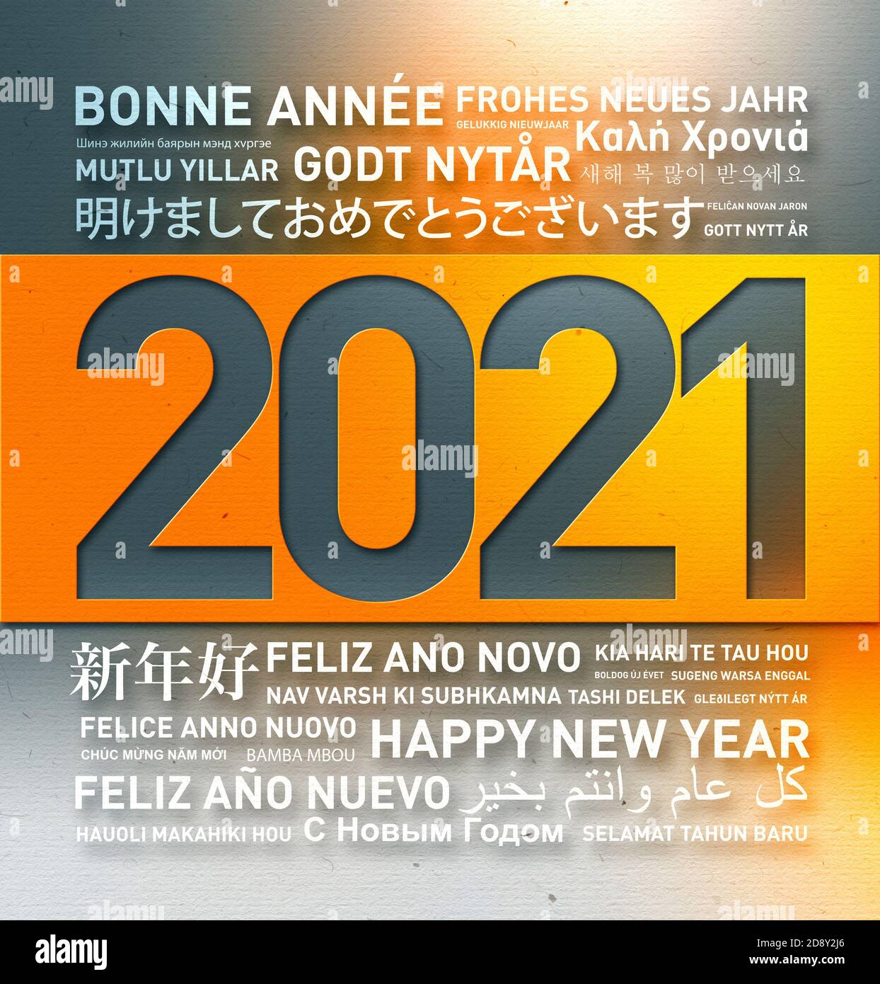 Bonne année 2021 carte de voeux du monde entier à différentes langues Banque D'Images