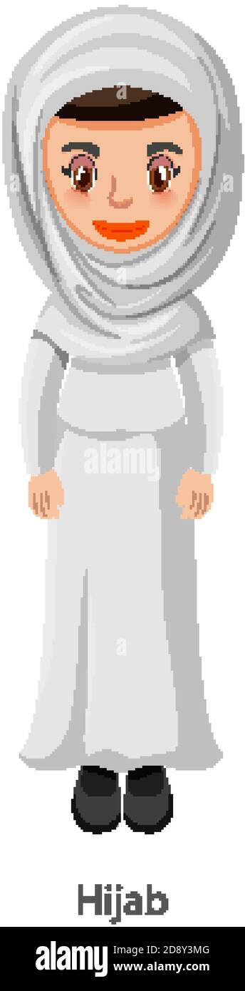 Une femme portant le hijab islamique traditionnel voile dessin de  personnage de dessin animé Image Vectorielle Stock - Alamy