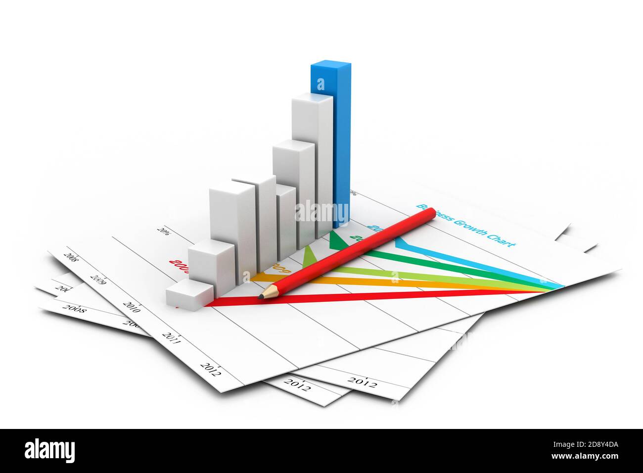 Tableau d'affaires avec une croissance graphique Banque D'Images