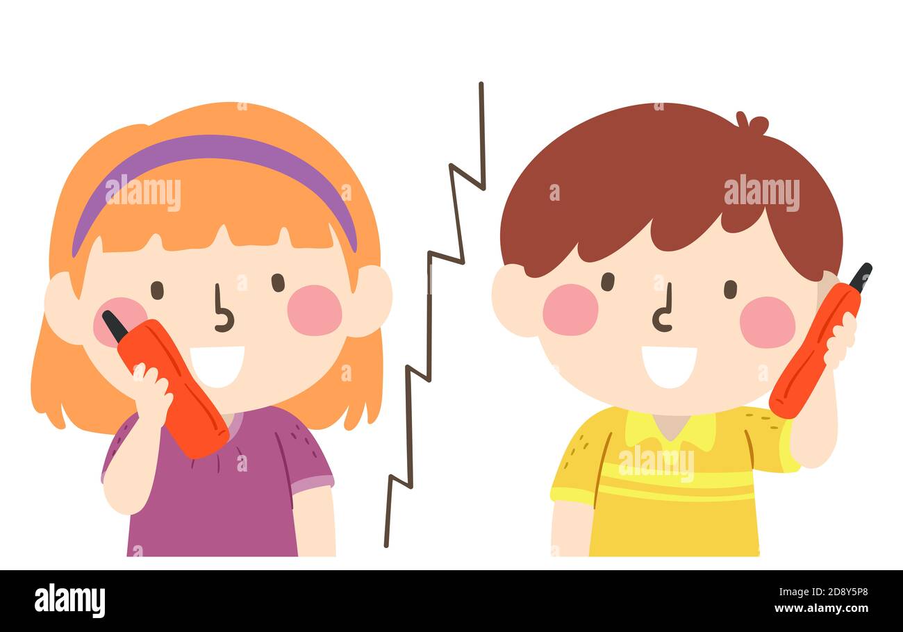 Illustration de la conversation avec des enfants et de l'utilisation de la  radio Talkie Walkie Photo Stock - Alamy