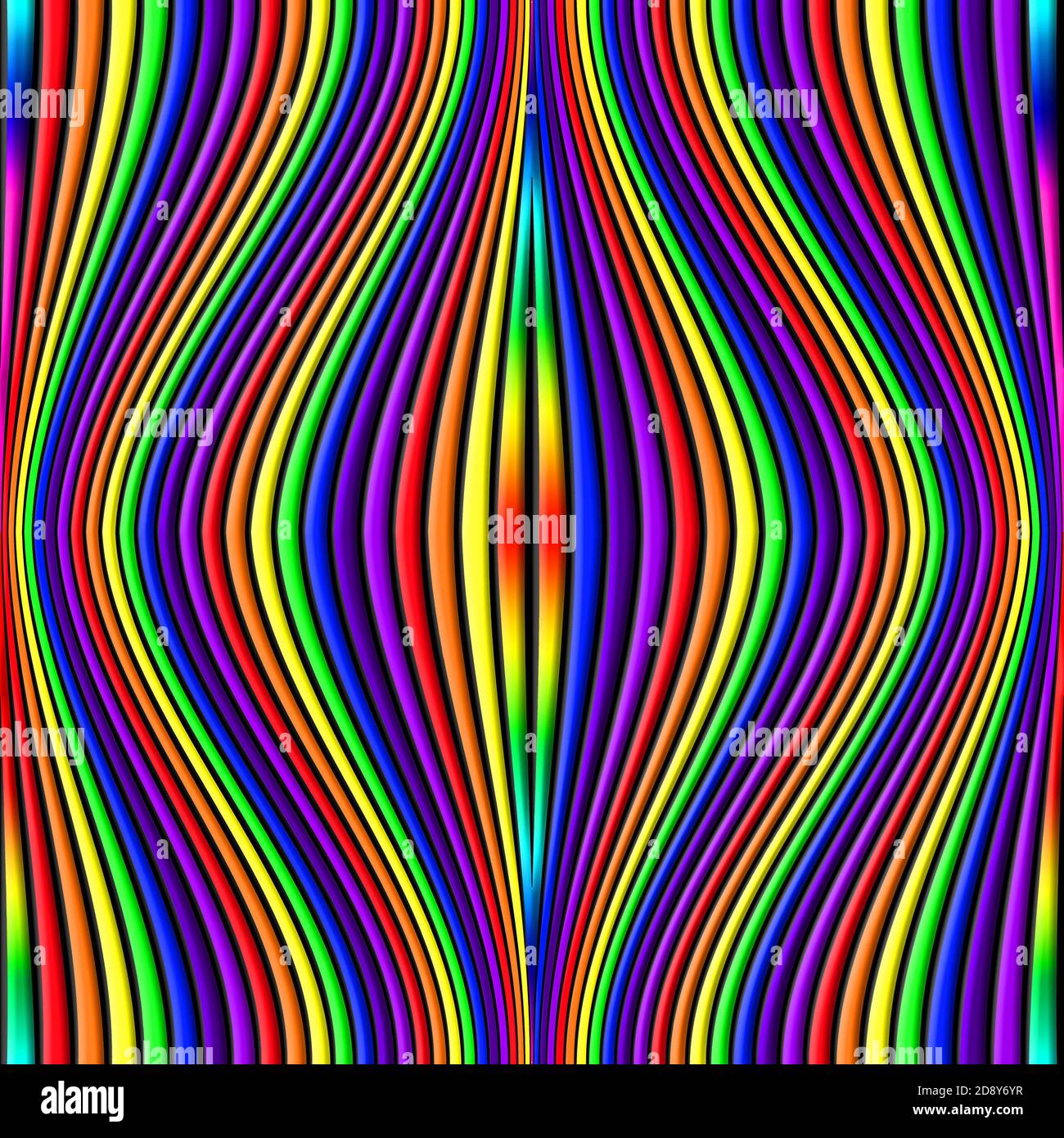 Motif sans couture : couleurs arc-en-ciel 3D avec lignes ondulées Banque D'Images