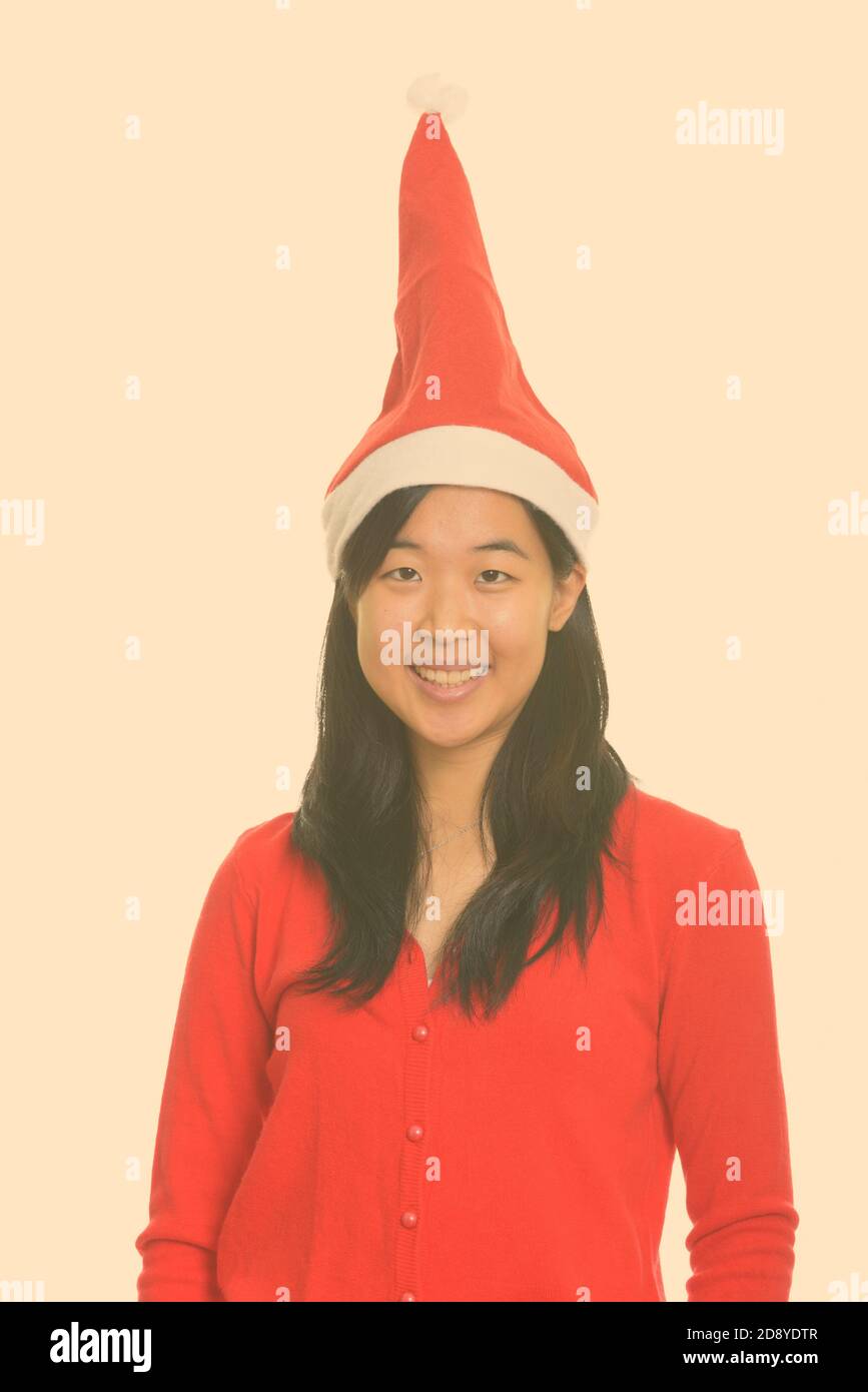 Jeune femme asiatique prêt pour Noël Banque D'Images