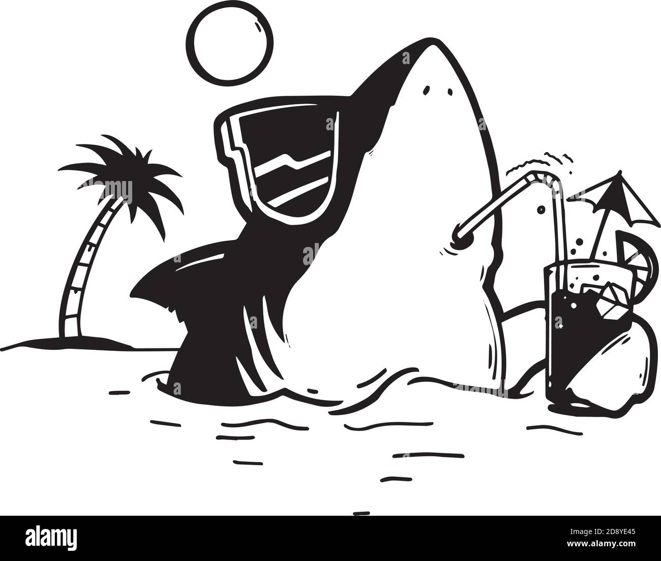 Requin hawaïen, froid dans l'océan, palmier, été Illustration de Vecteur