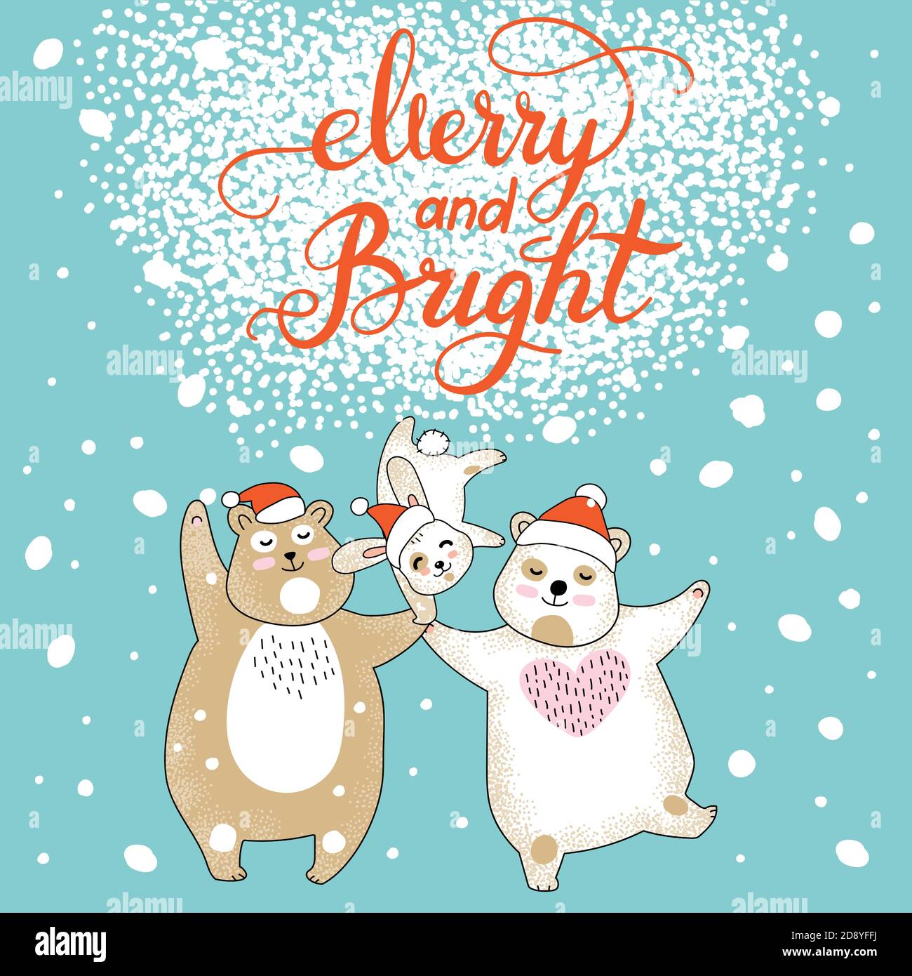 Carte de Noël félicitations avec deux jolis ours Illustration de Vecteur