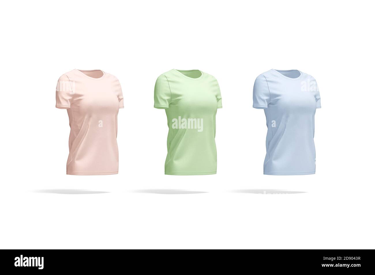 Maquette de t-shirt femme de couleur vierge, vue latérale Banque D'Images