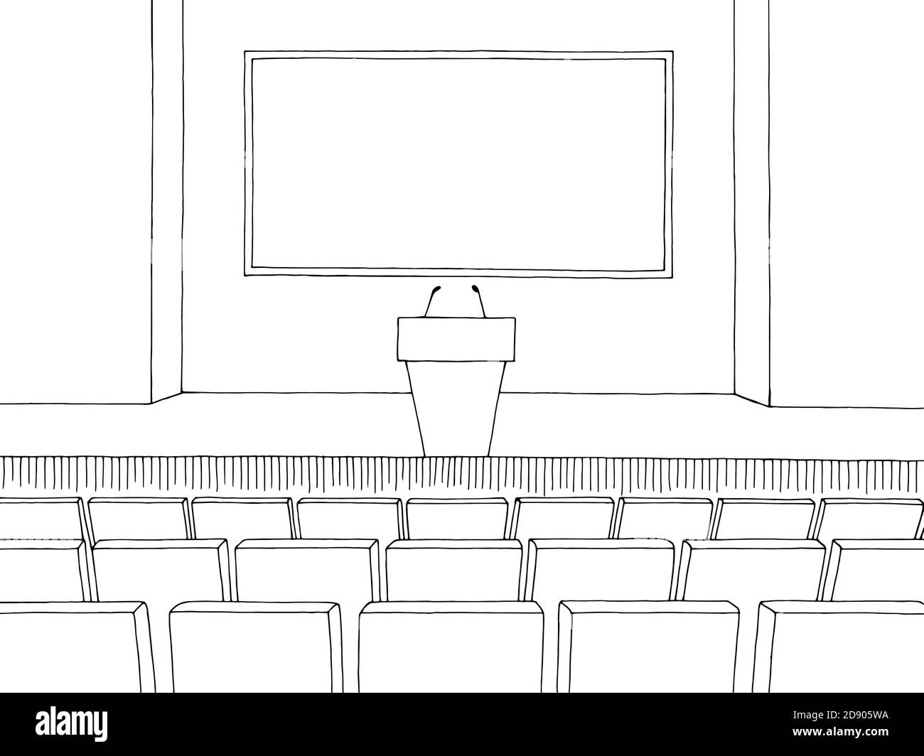 Intérieur de la salle de conférence graphique noir blanc esquisse illustration vecteur Illustration de Vecteur