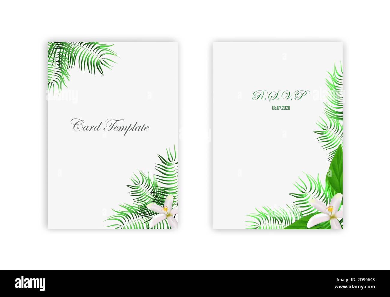 Modèles d'art carré abstrait tendance de fleurs et de feuilles vertes. Illustration de Vecteur